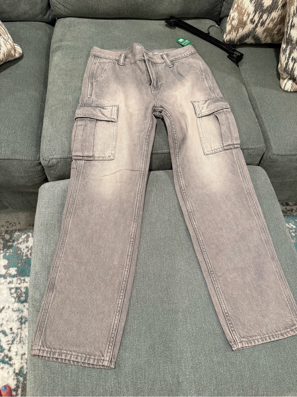 GAP Kids Gray Washed Cargo Jeans
